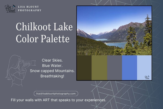 Chilkoot lake color palette of blues and greens for large fine art photography by Lisa Blount