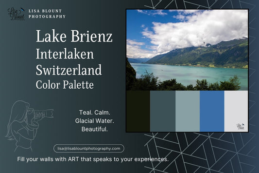 Color palette of blues and greens found in Lake Brienz Interlaken Switzerland large art - Lisa Blount photography wall decor