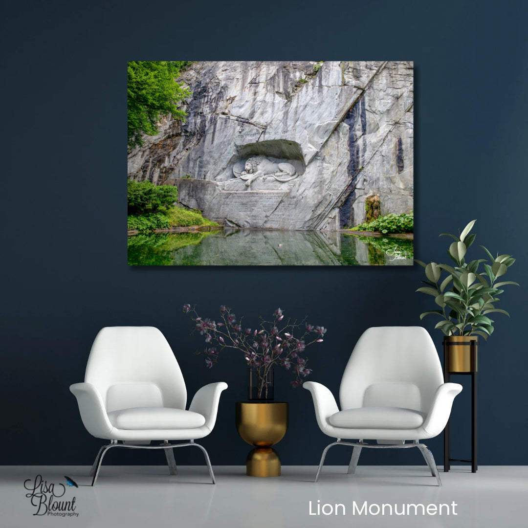 Biophilic art example with Lion Monument in Lucerne Switzerland