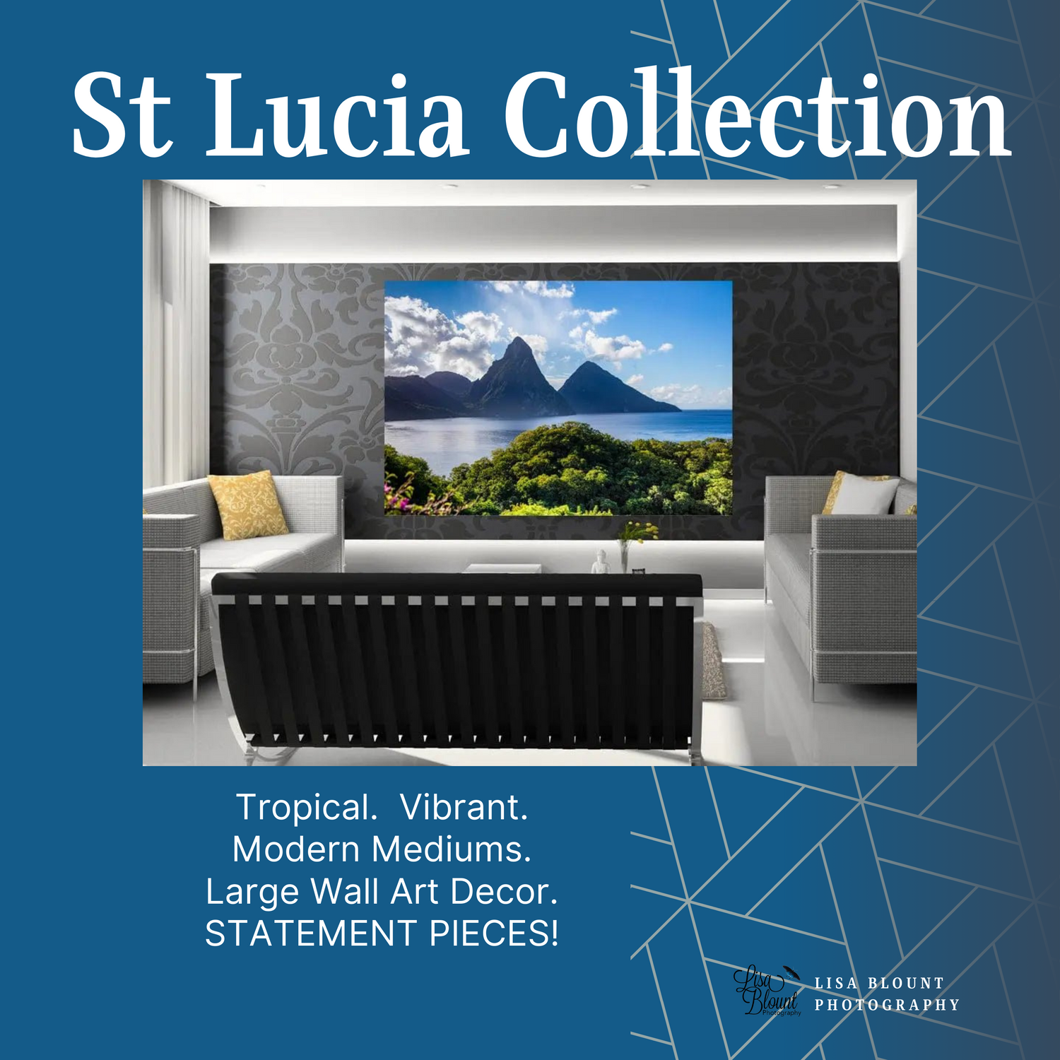 St Lucia Pitons Statement Piece Large Wall Art Decor by Lisa Blount Photography