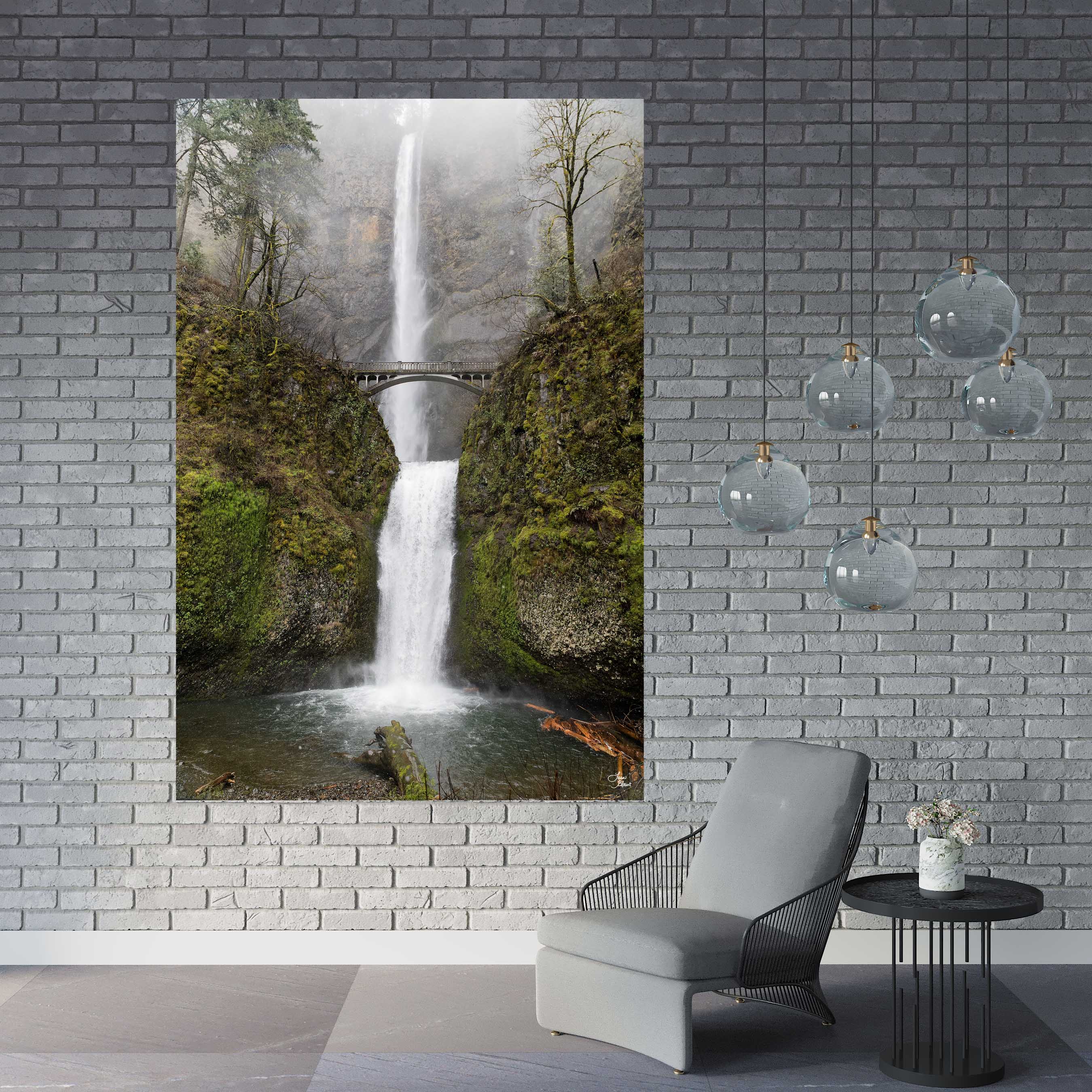 Horsetail Falls in good Oregon, Waterfall Print, Landscape Art, Landscape Wall Art, Apartment Art, Oregon Gifts, Office Wall Art, PNW art, Giclee